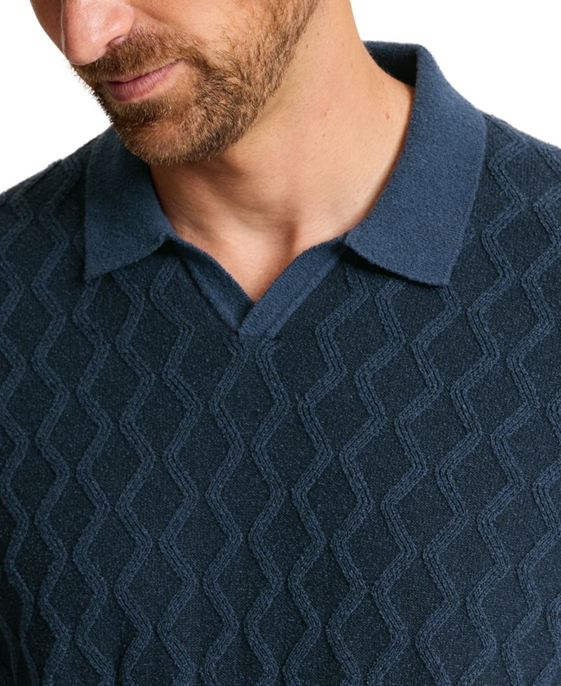 Men's Textured Johnny Collar Polo Shirt