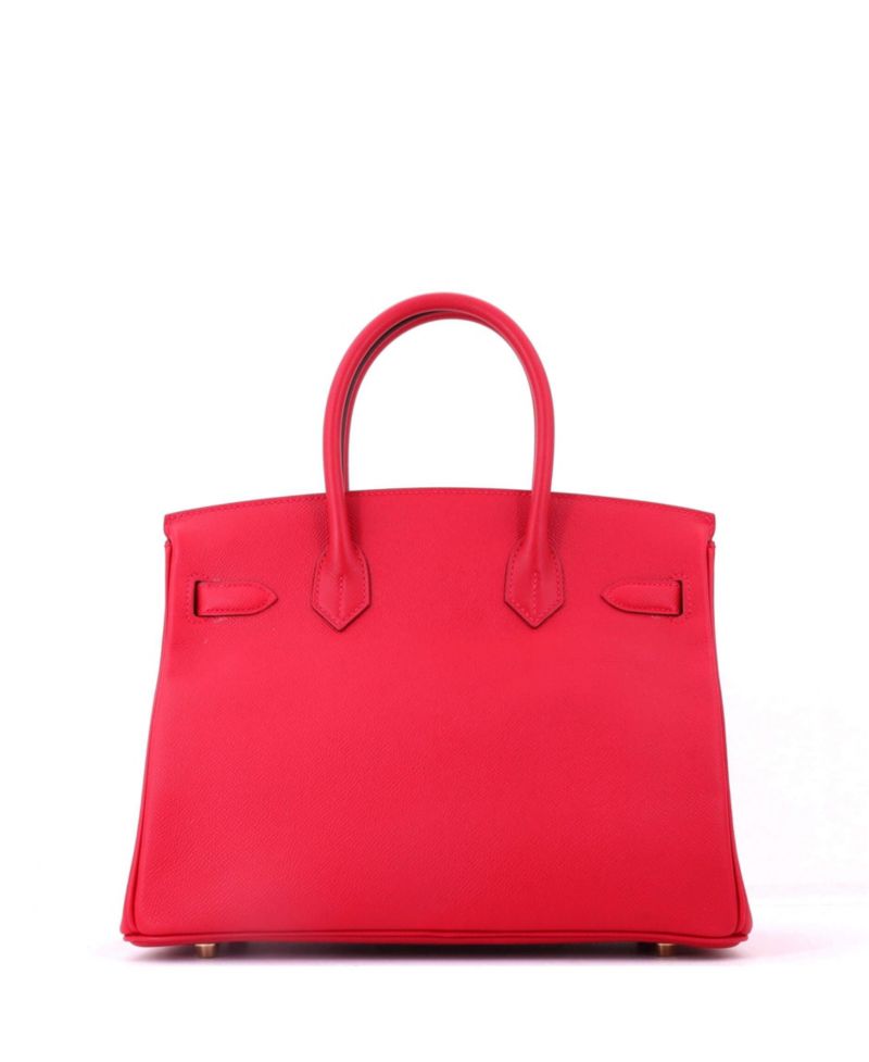 Pre-Owned Hermes Birkin 30 Handbag Red Epsom with Gold Hardware