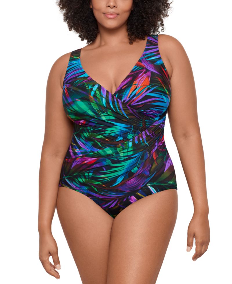 Women's Plus Must Haves Oceanus Tummy Control One Piece Swimsuit