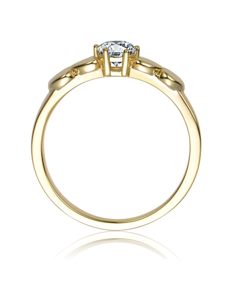 Elegant 14K Gold Plated CZ Heart Design Solitaire Ring