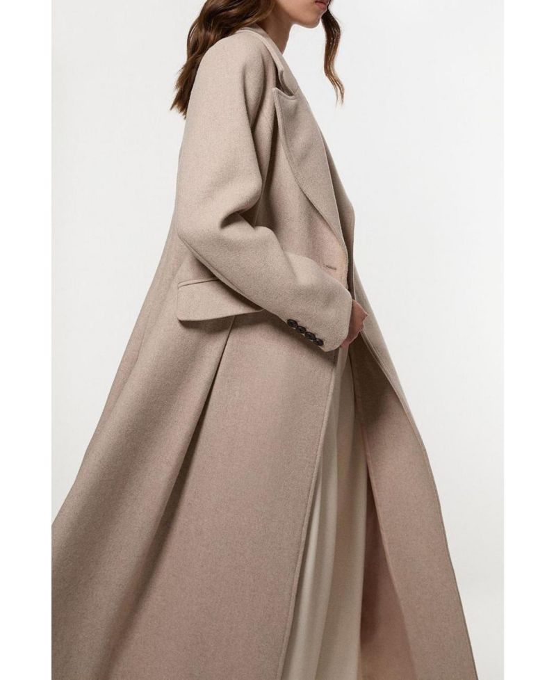 Women's Wool Tailored Flared Skirt Midi Coat