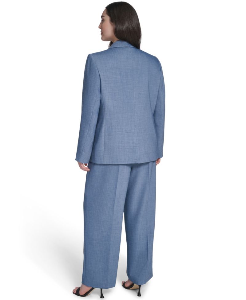 Plus Size One-Button Notch Collar Blazer