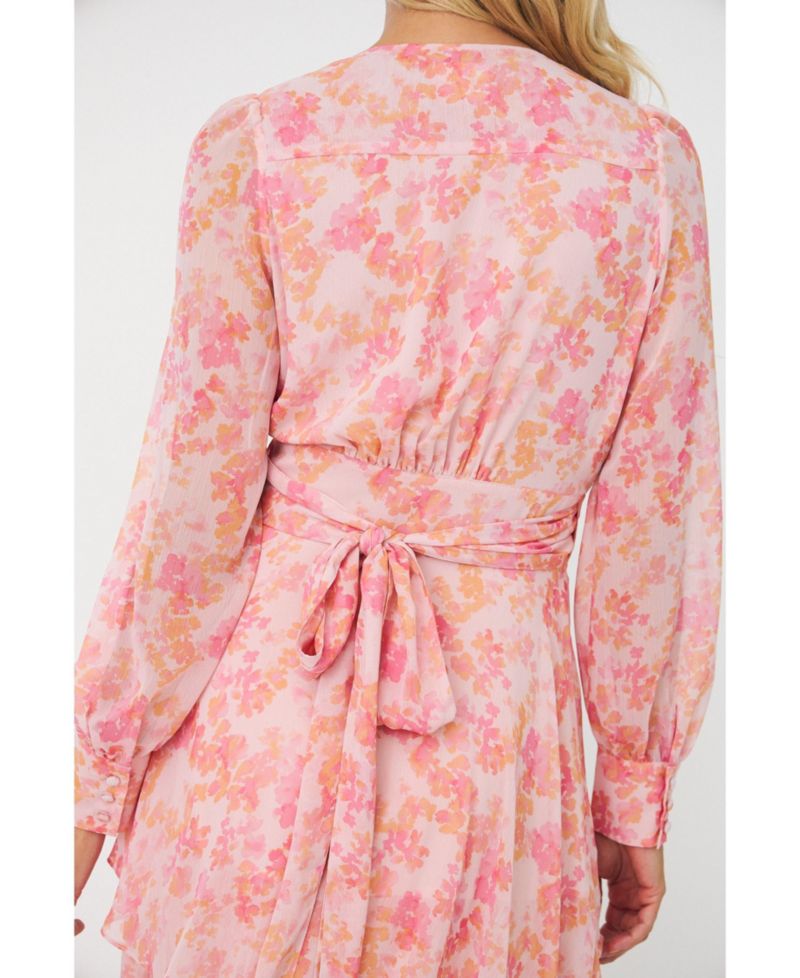 Women's Romance V-Neck Long-Sleeve Floral-Print Maxi Dress