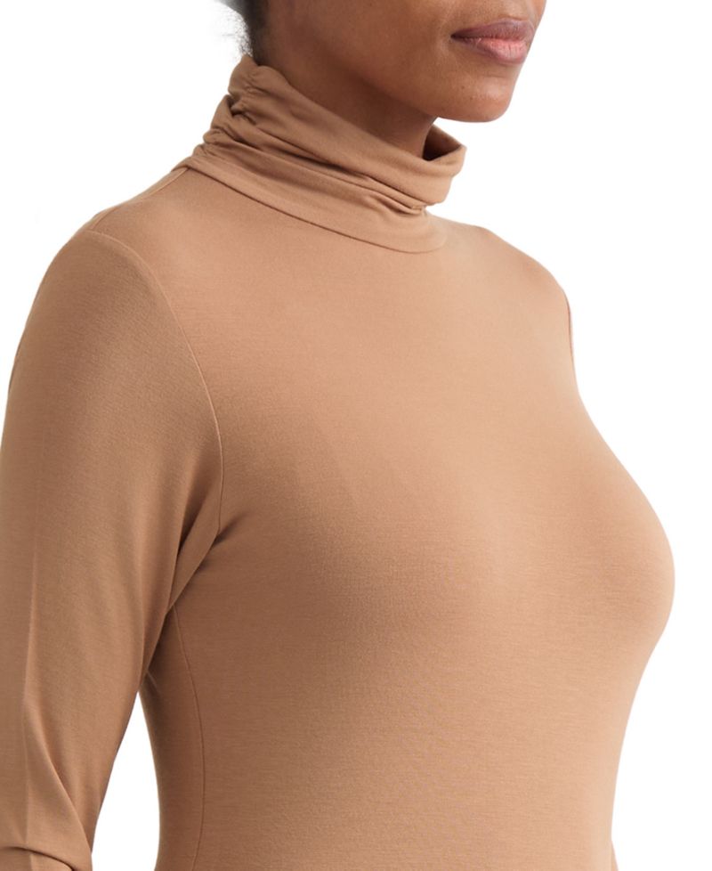 Women's Shirred Pullover Turtleneck Top