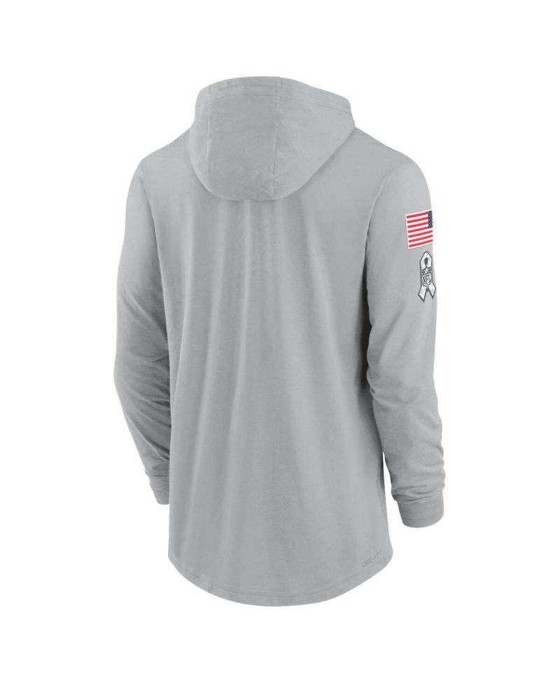 Men's Gray Dallas Cowboys 2024 Salute to Service Lightweight Performance Long Sleeve Hooded T-Shirt