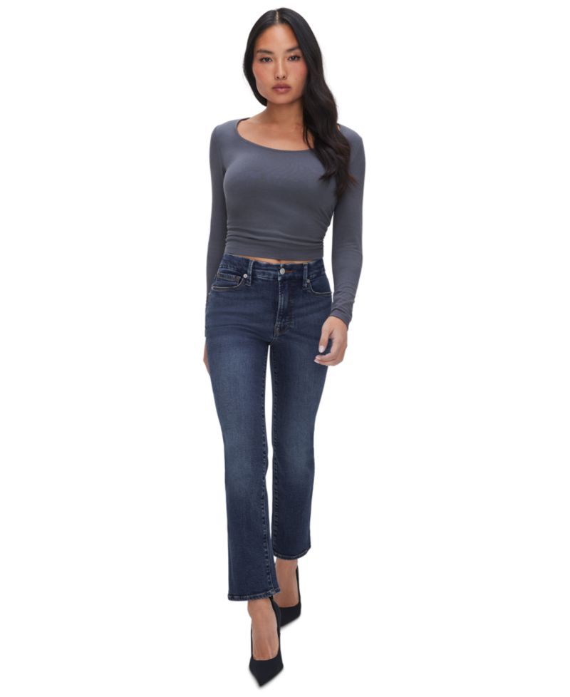 Petite Mid-Rise Slim Straight Ankle Jeans
