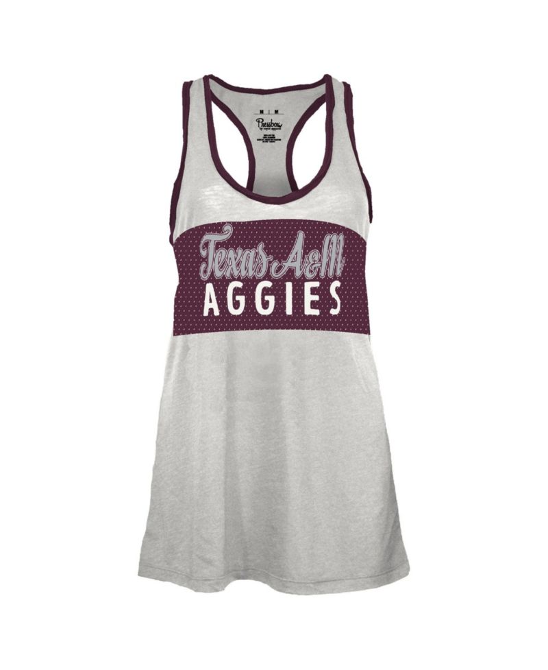 Women's White/Maroon Texas A&M Aggies Tracy Racerback Burnout Tank Top