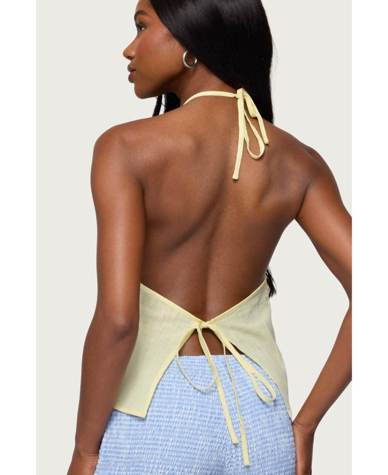 Women's Oliviana Linen Look Halter Top