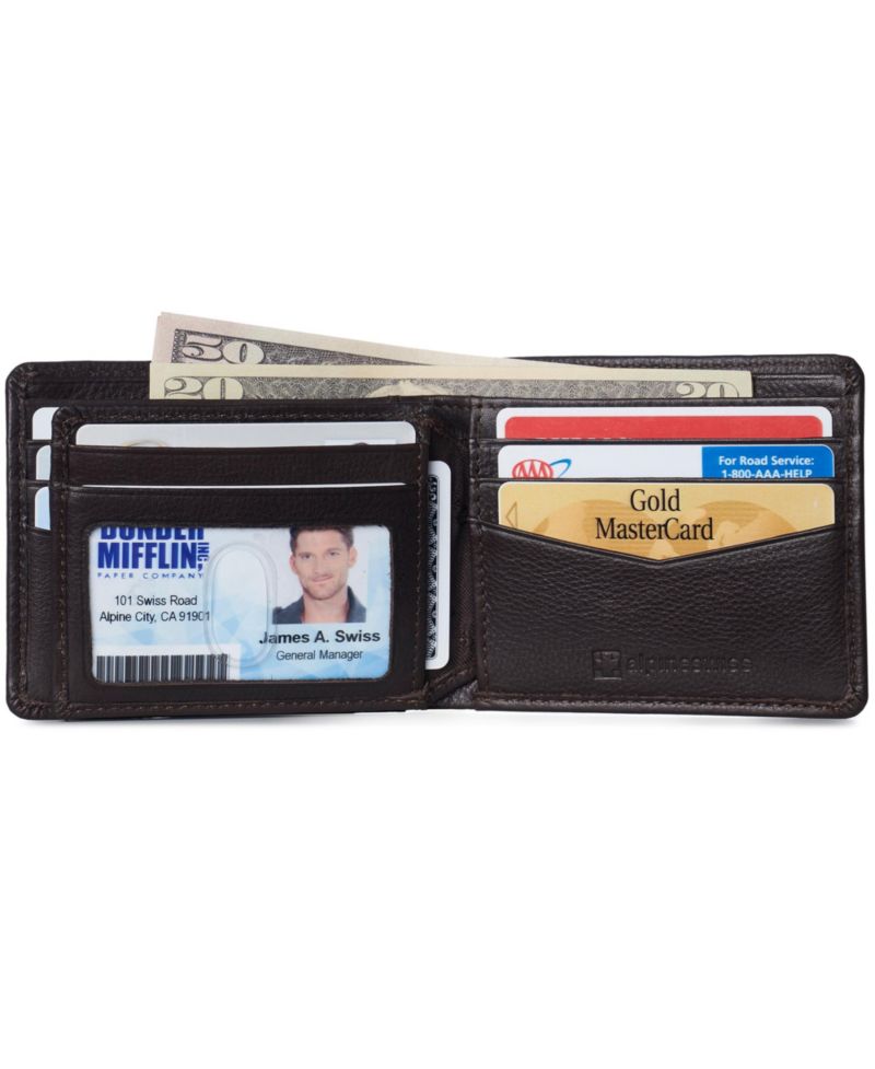 Men's Wallet for Men Nolan Commuter Bifold Dual ID Windows for License Work Badge RFID Protection Divided Bill Section Gift Boxed
