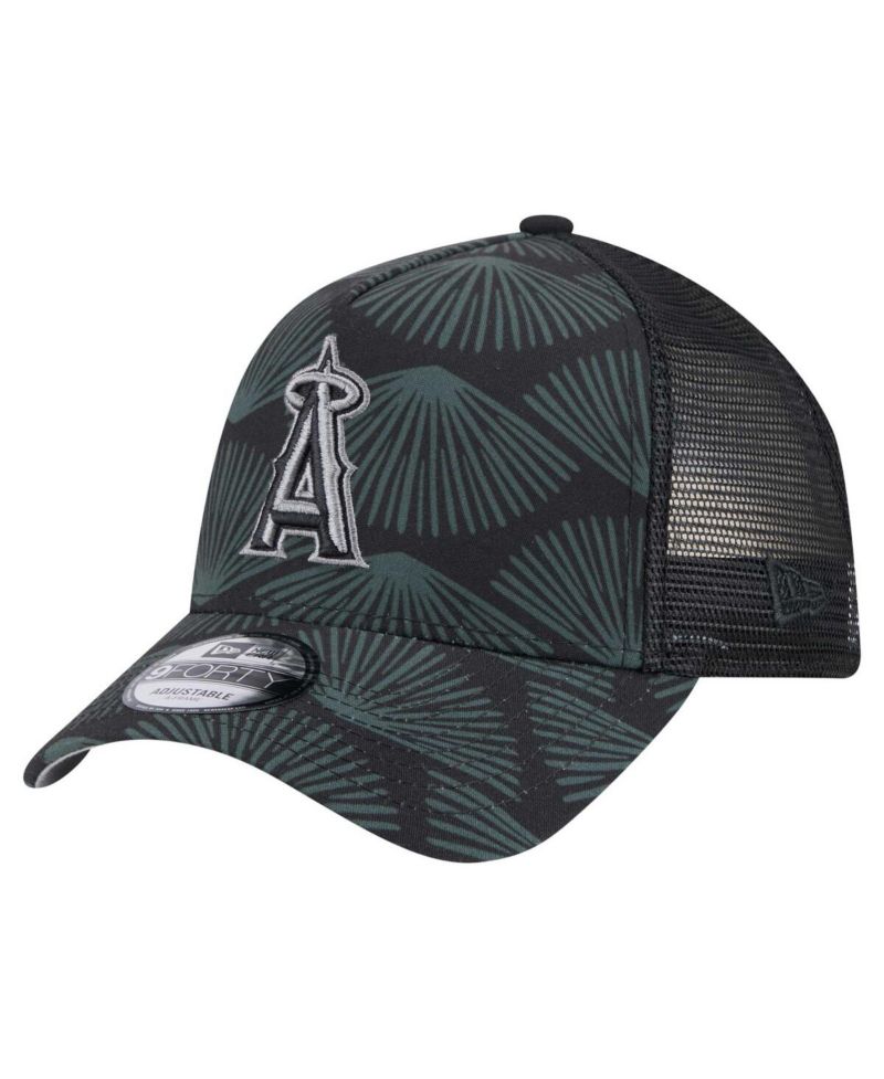 Men's Black Los Angeles Angels 9FORTY A-Frame Trucker Adjustable Hat