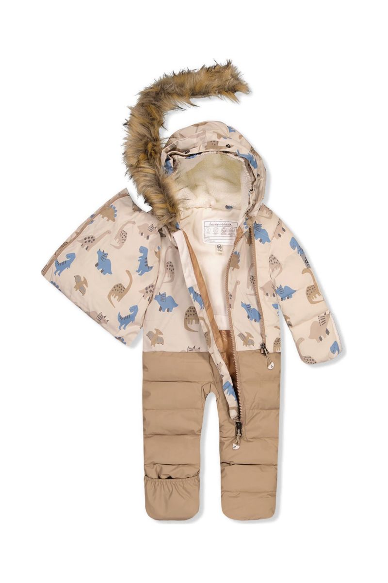 Baby Boys ( 1M to 24 M ) Snug One Piece Snowsuit Adapted for Car Seats Dinosaur Print