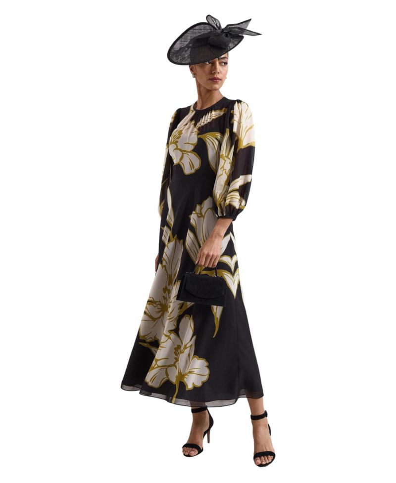 Women's Eve Floral A-Line 3/4 Sleeve Maxi Dress