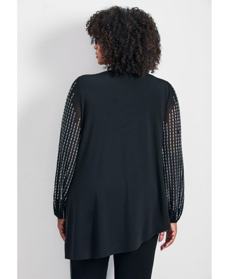 Women's Plus Size Glitz Embellished Sleeve Tunic