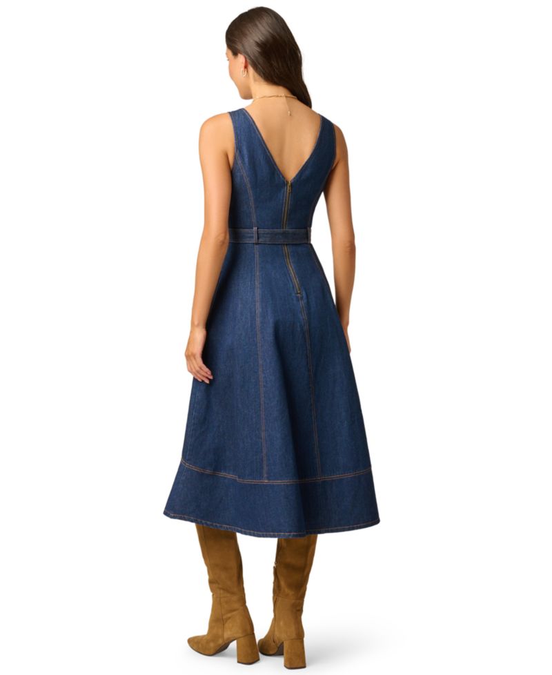 Women's V-Neck Denim Hitch Skirt Dress