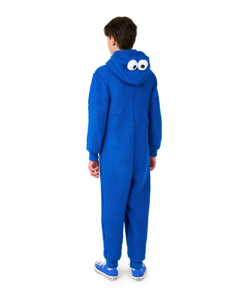 Little Boys Cookie Monster Zip Up Onesie Outfit