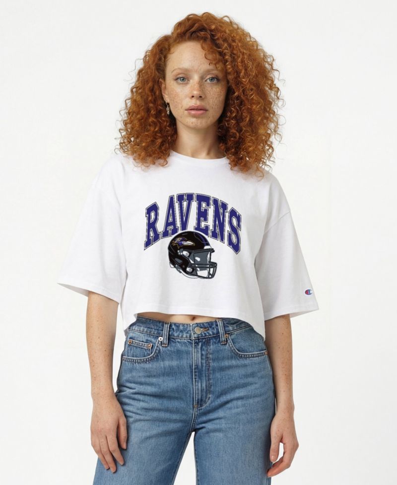Women's Baltimore Ravens Boyfriend Cropped T-Shirt