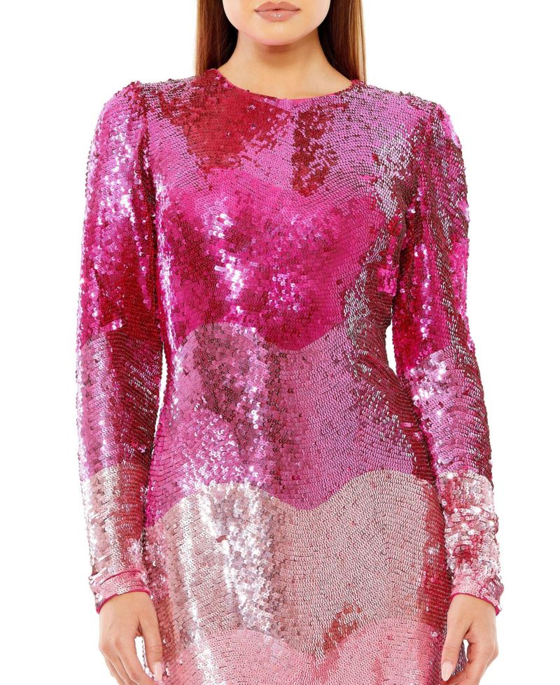 Women's Long Sleeve Ombre Sequin Mini Dress