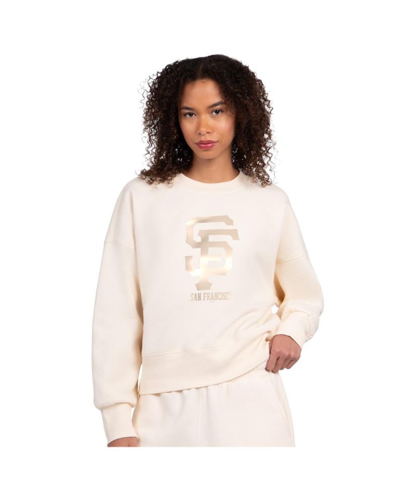 Women's Cream San Francisco Giants Pastels Boxy Fleece Sweatshirt