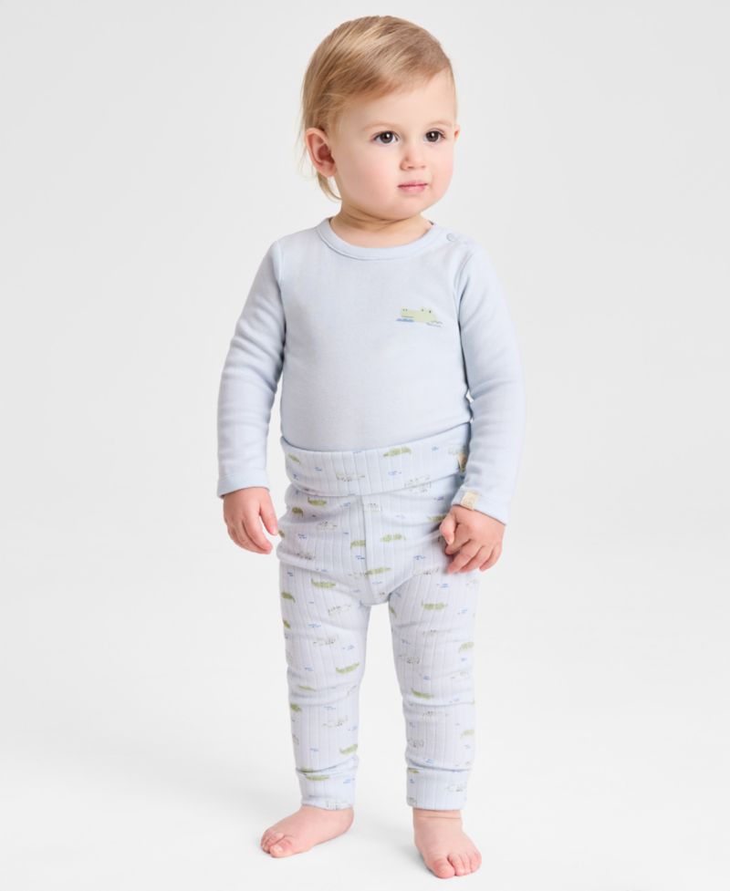 Everyday Baby Essentials Baby Boys' Gator Print Bodysuits and Pants, 3-Piece Set