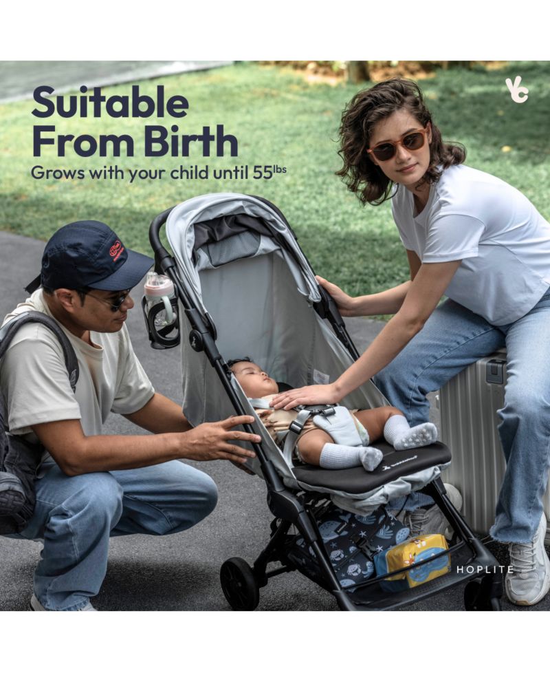 HopLite Ultralight Compact Lightweight Baby Stroller For Airplane - Travel Stroller for Newborn from Birth to 55 lbs, Jet Black