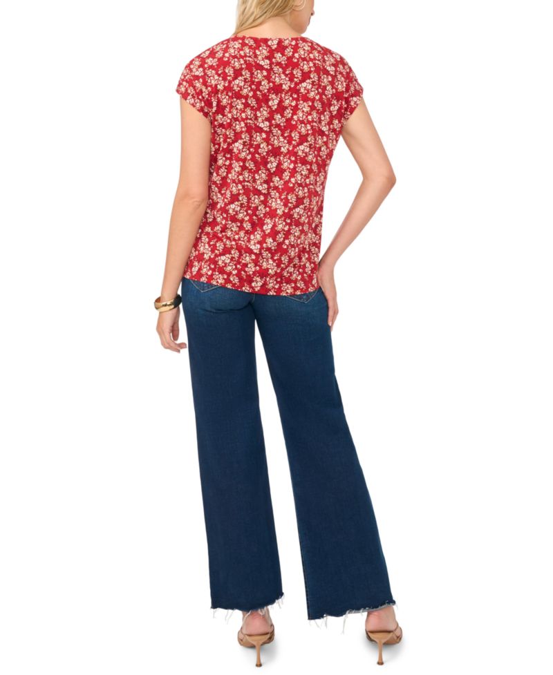 Women's Floral V-Neck Short-Sleeve T-Shirt