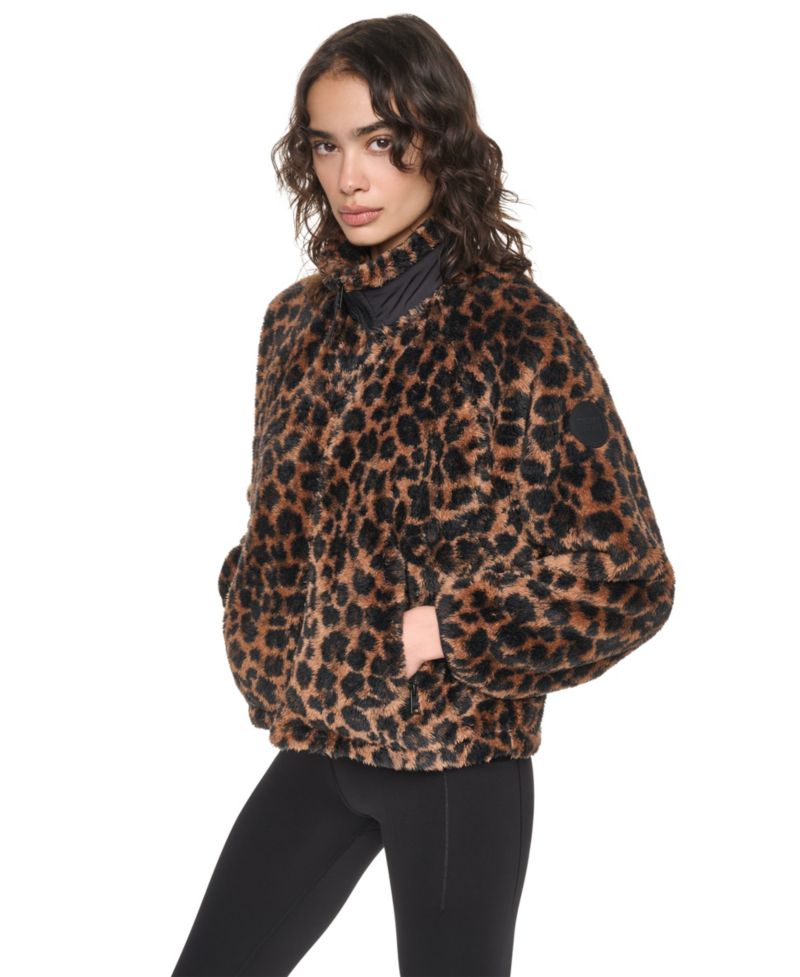 Women's Printed Sherpa Fleece Mock Neck Jacket