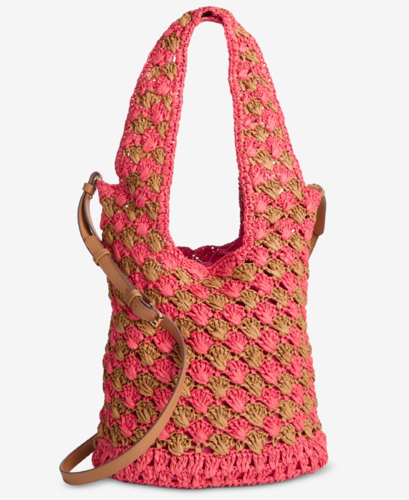 Drawstring Straw Handle Mini Tote