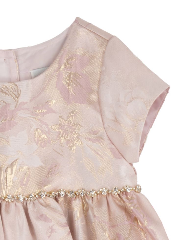 Baby Girls' Embroidered Brocade Dress with Bloomers