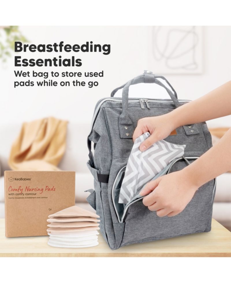 8pk Organic Nursing Pads, Washable Breast Pads + Wash Bag, Reusable Nipple Pads
