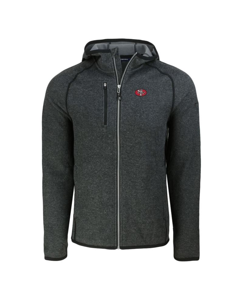 Men's Heather Charcoal San Francisco 49ers Throwback Mainsail Sweater-Knit Full-Zip Hoodie