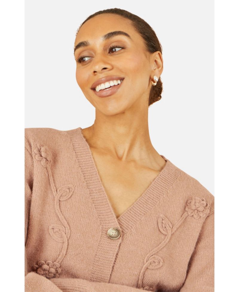 Women's Floral Embroidered Relaxed Fit Cardigan