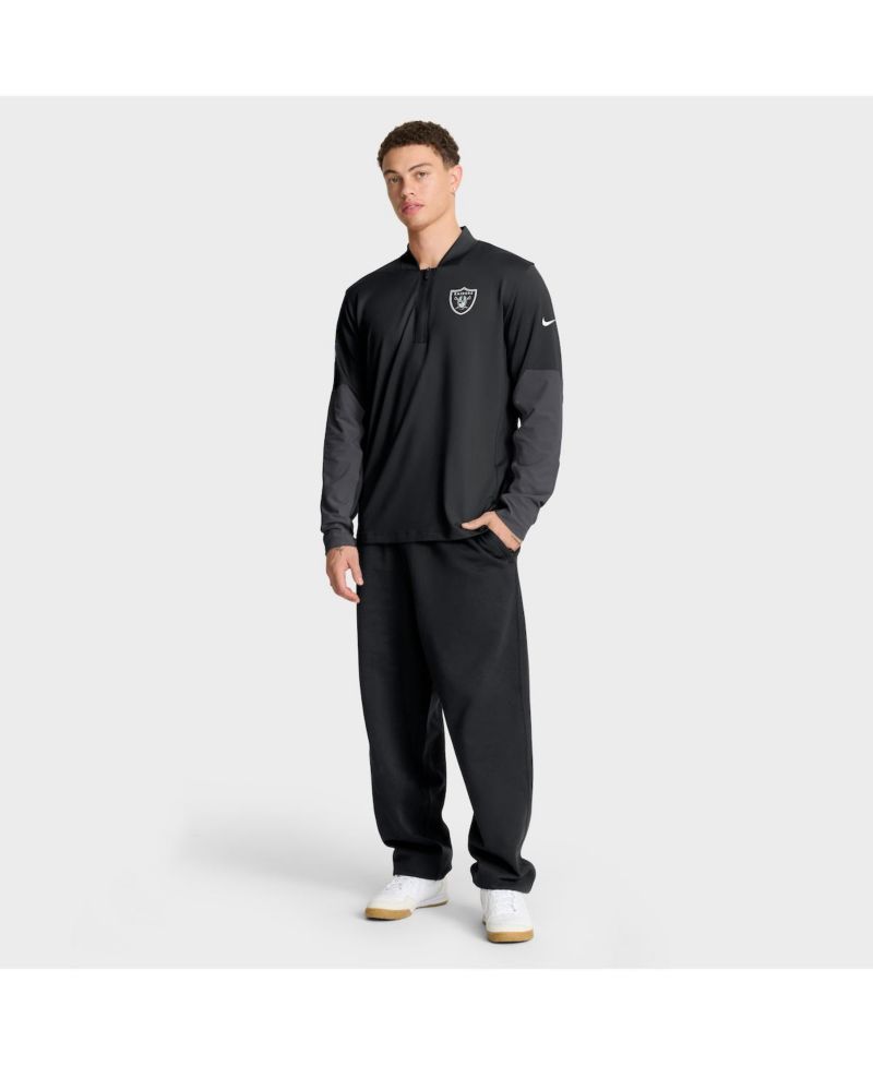Men's Black Las Vegas Raiders Sideline Feel The Pressure Performance Half-Zip Pullover