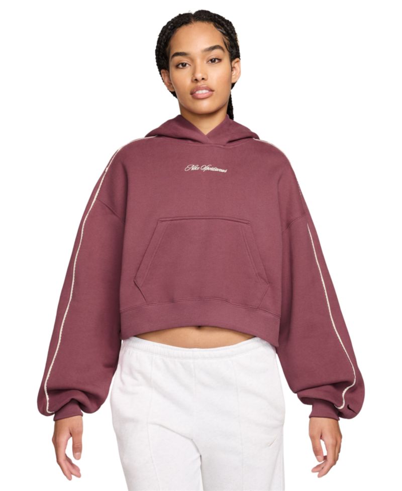 Women's Studio Fleece Oversized Scallop-Trim Hoodie
