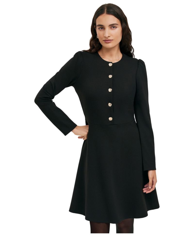 Women's Rae Ponte Long-Sleeve A-Line Dress