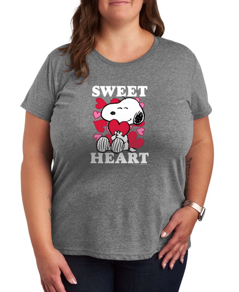 Women's Peanuts Snoopy Sweet Heart Valentine Short-Sleeve Graphic T-Shirt