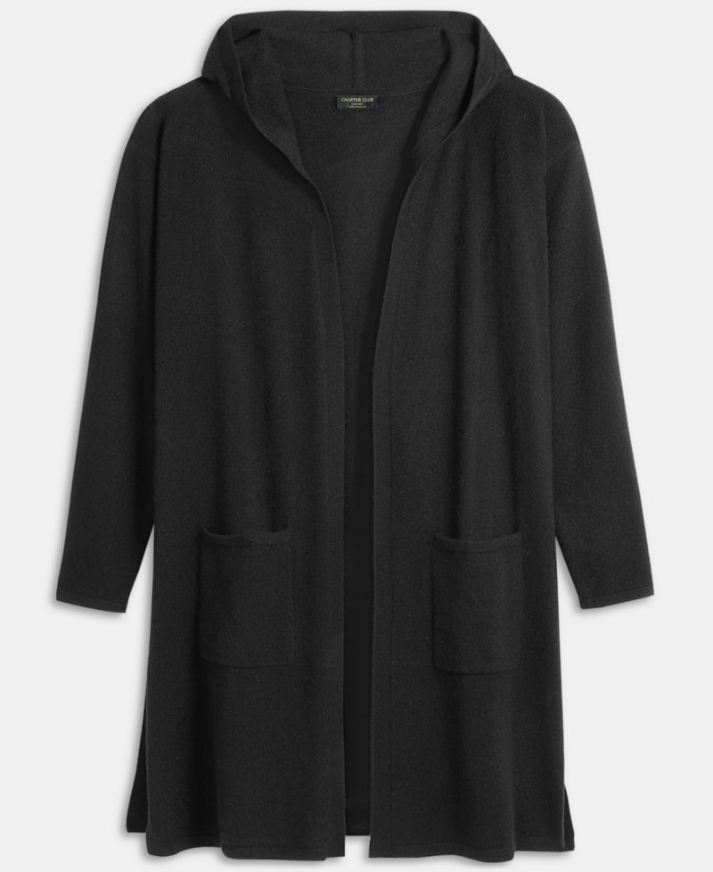 Petite's 100% Cashmere Open-Front Hoodie