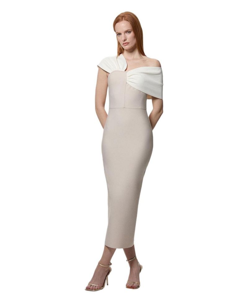 Women's Asymmetric Neckline Midi Dress