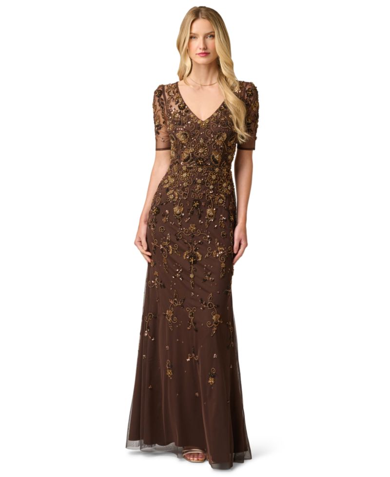 Petite Sequin V-Neck Gown