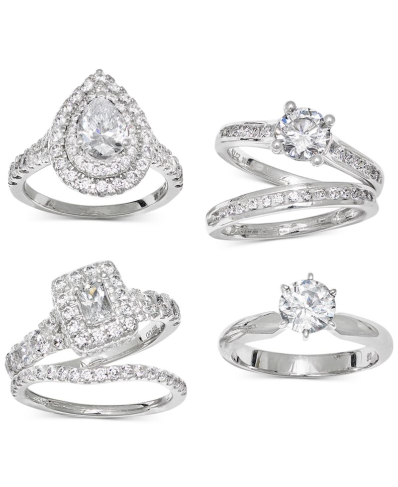 Diamond Halo Emerald Bridal Set (2. ct. t.w.) in 14k White, Yellow or Rose Gold