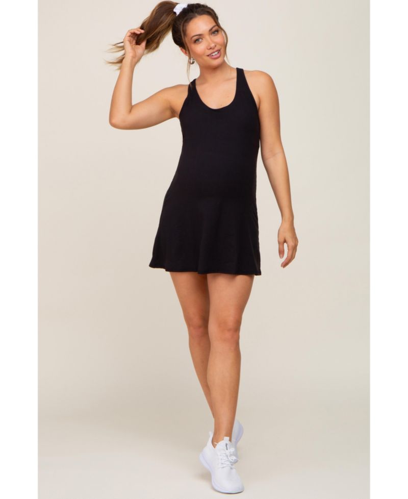 Women's Black Tennis Racerback Romper Dress