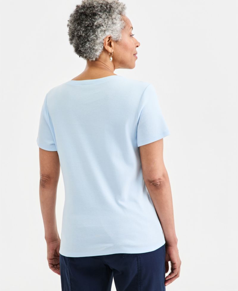 Women's Short-Sleeve Cotton Henley Top
