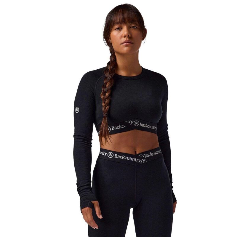 Women's BGA Cedars Merino Lt-Wt Baselayer Cropped Crew Top- Lightweight Long Underwear Tops