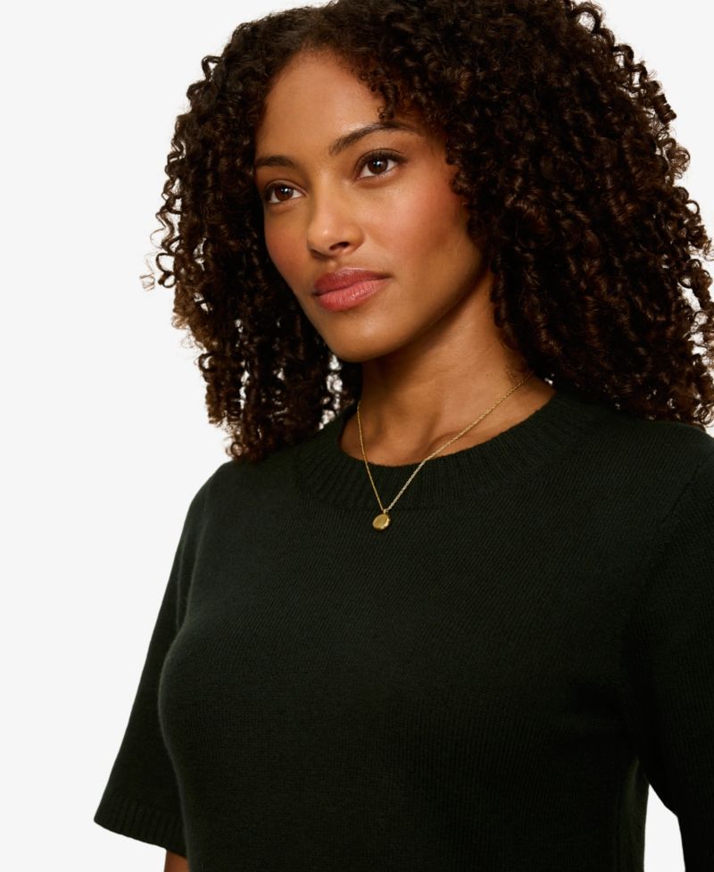 Petite Short-Sleeve Crewneck Sweater
