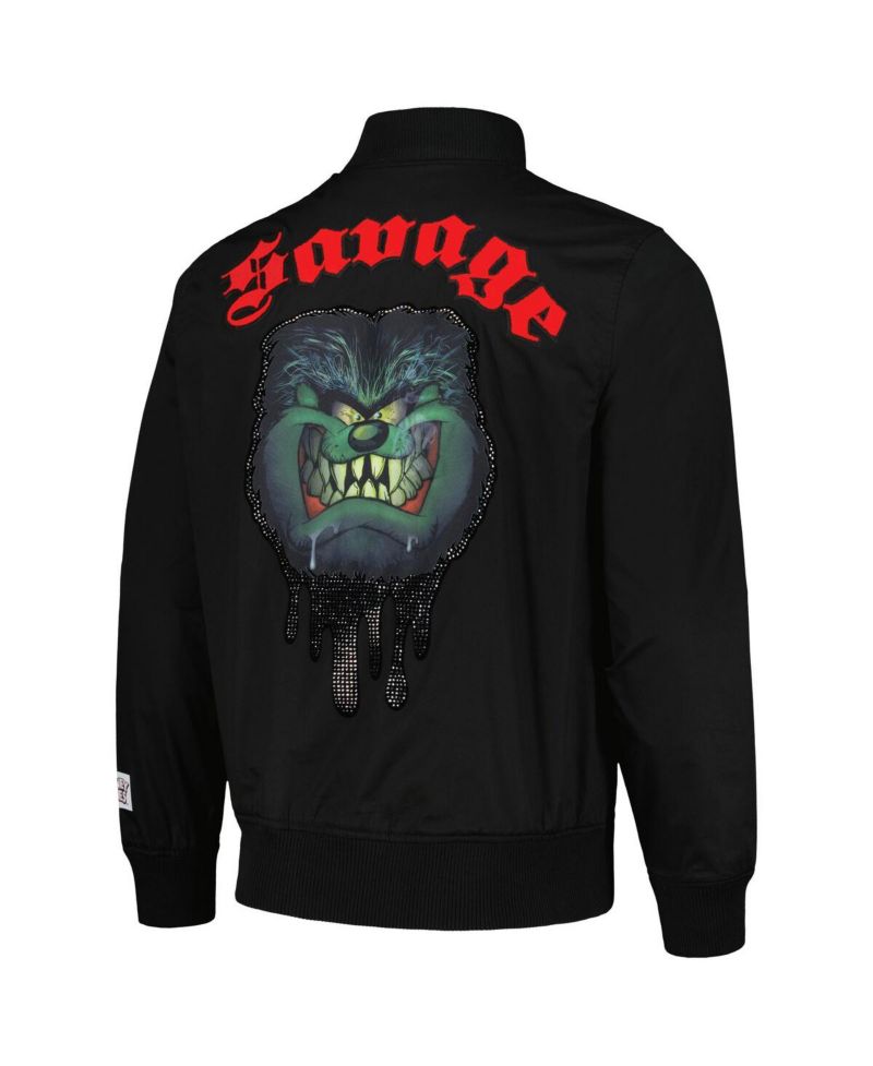 Men's Black Looney Tunes Taz Halloween Twill Full-Zip Jacket