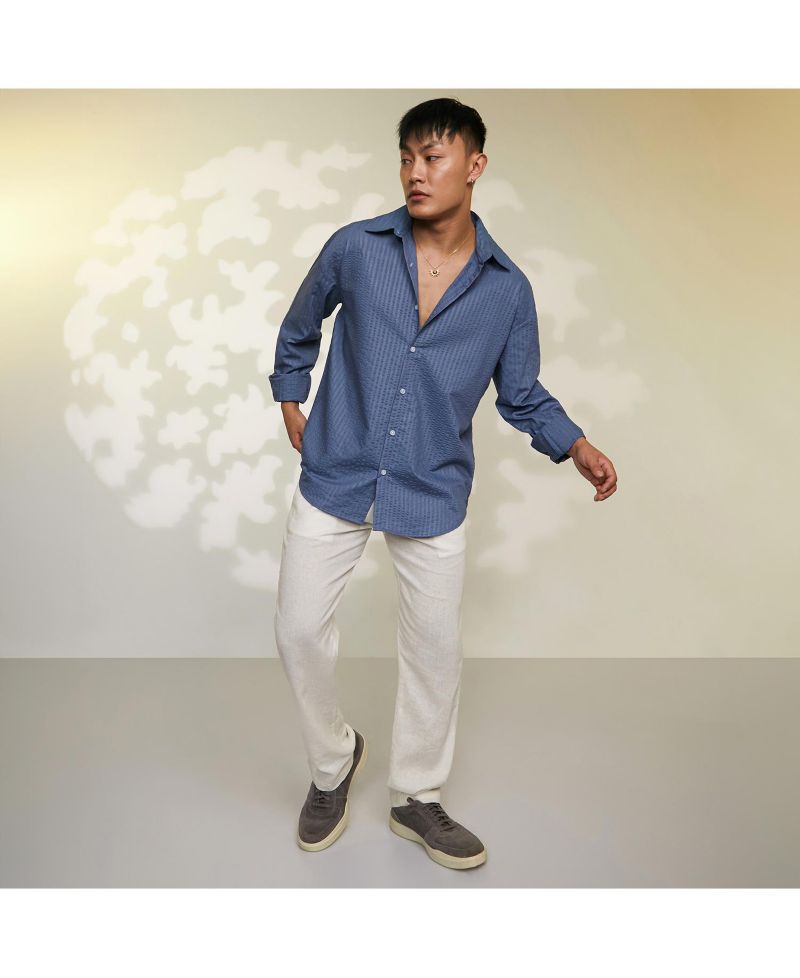 Men's Lapis Blue Candy-Textured Shirt
