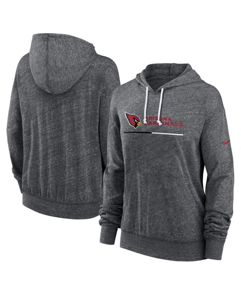 Women's Heather Charcoal Arizona Cardinals Team Spirit Gym vintage-like Lightweight Hooded Top