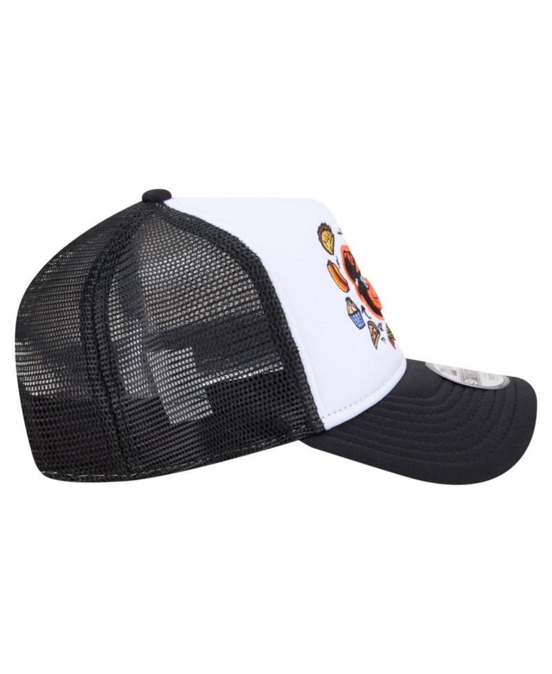 Big Boys and Girls White/Black Baltimore Orioles Food A-Frame 9FORTY Trucker Adjustable Hat