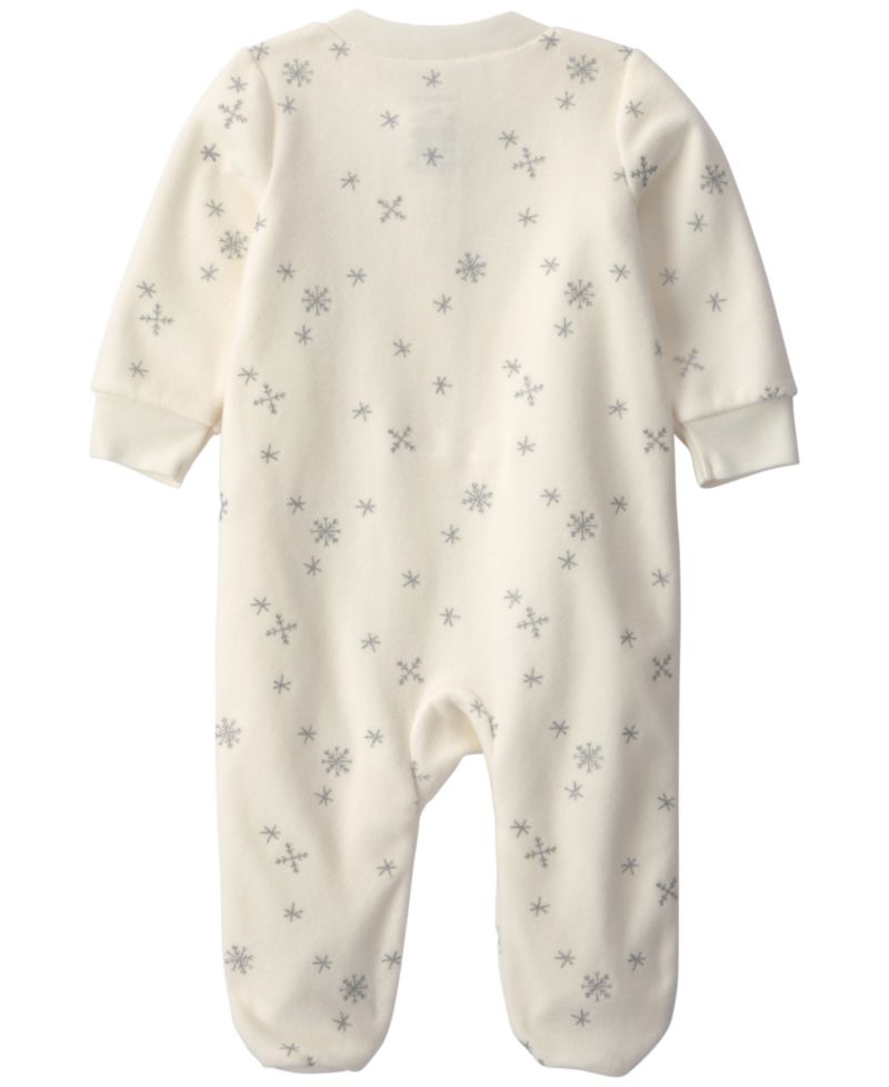 Baby Girls' Snowflake 2-Way Zip Fleece Sleep & Play Pajamas