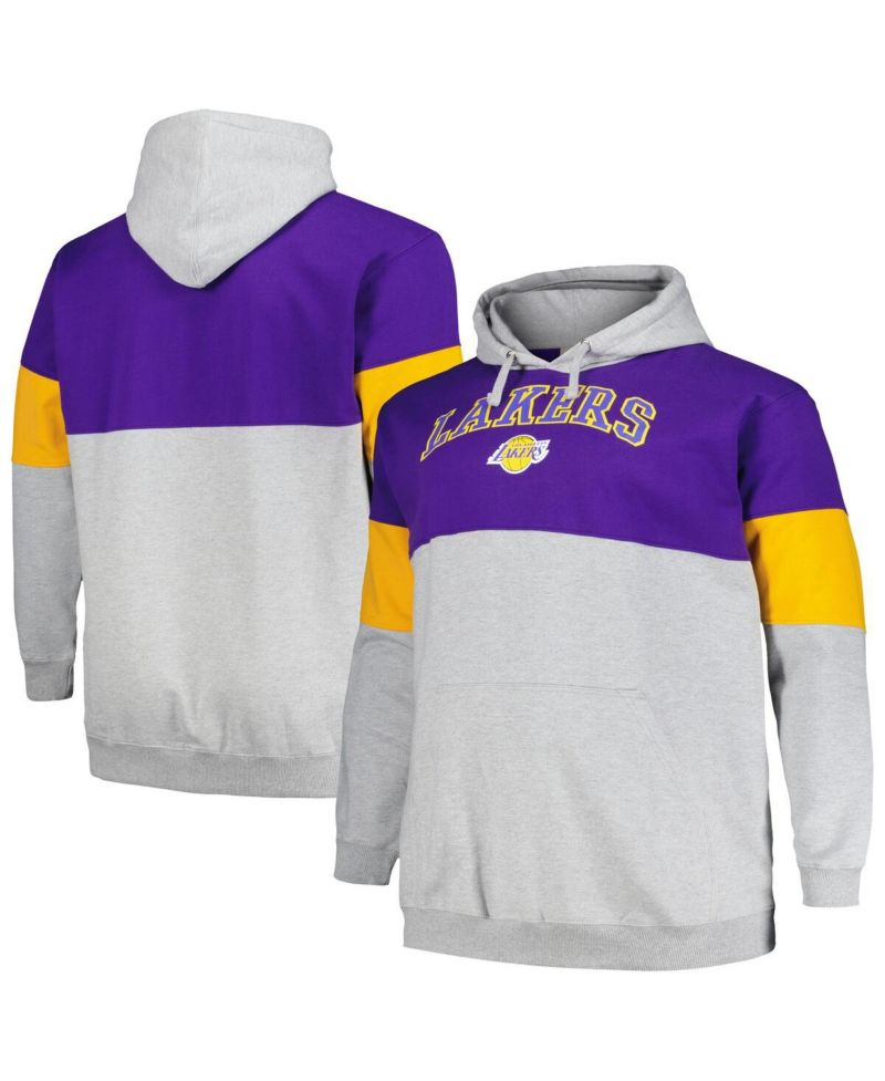 Men's Purple, Gold Los Angeles Lakers Big and Tall Pullover Hoodie