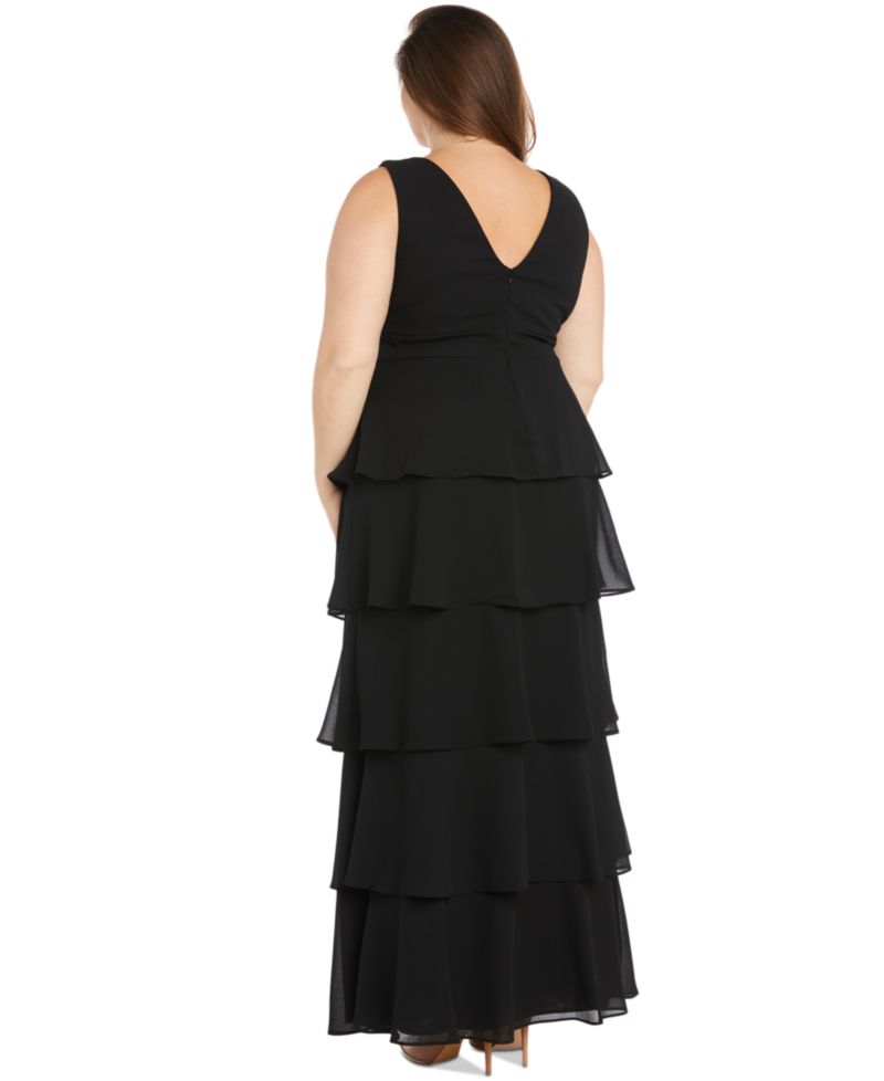 Plus Size Tiered High-Slit Sleeveless Dress